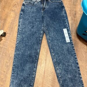 Old Navy Women's Straight Leg Acid Wash Jeans - Dark Blue